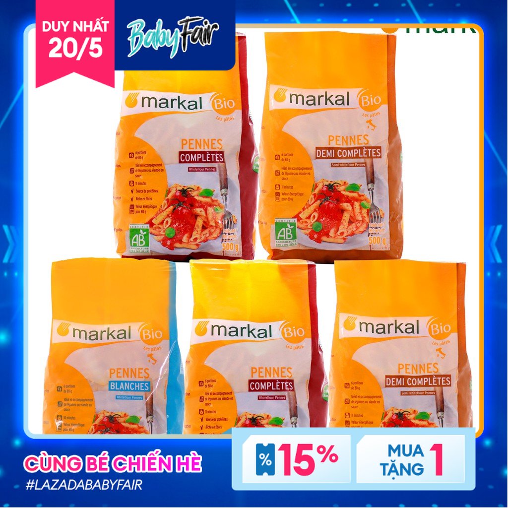 Mì nui hữu cơ markal 500g cho bé ăn dặm