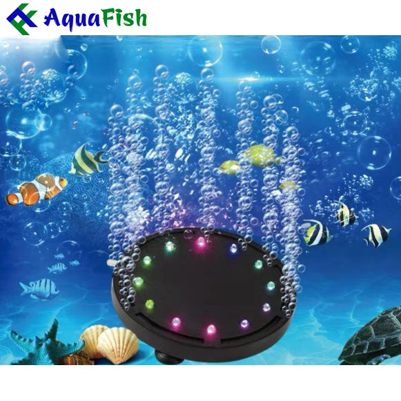 Đĩa sủi oxy tích hợp đèn LED nhiều màu cho bể cá cảnh đường kính 10.5cm và 12.5cm