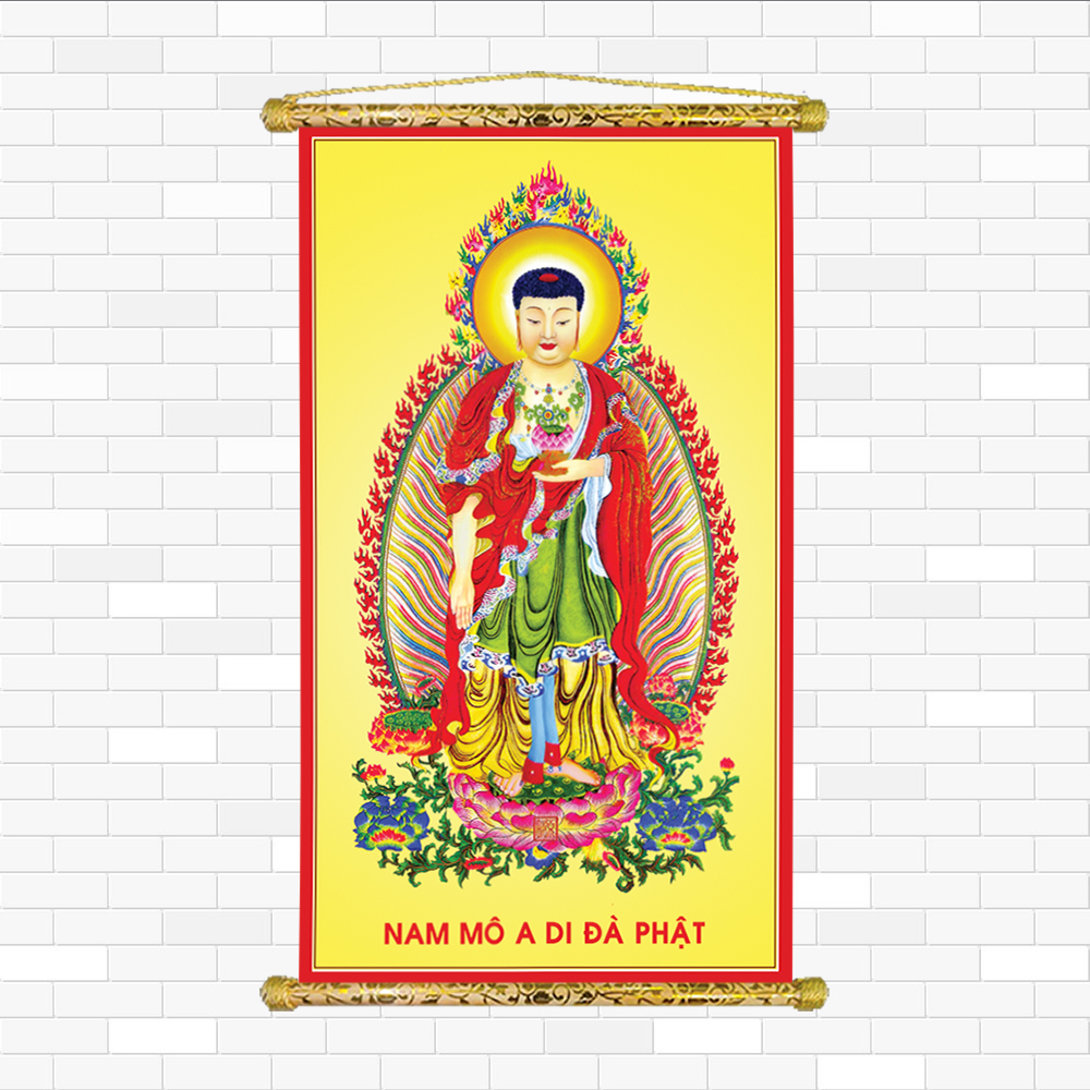 Phật a di đà nẹp sáo gỗ kích thước: 50x100 cm, nhiều mẫu lựa chọn