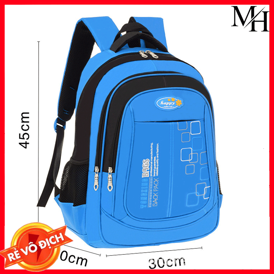 [SIZE CAO 45CM] Balo Học Sinh lớp 3- lớp 9 Chống Thấm Nước Cao Cấp, Balo Cặp Bé Đi Học Chống Gù Lưng Happy, Balo Cho Bé, Túi Bé cấp 1,2,3