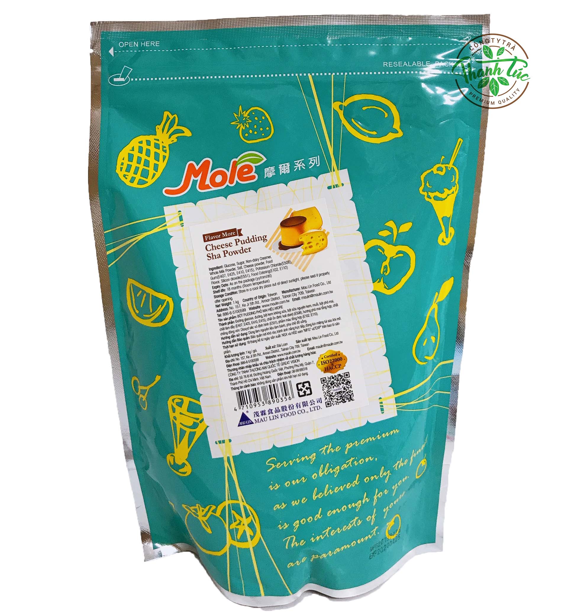 Bột Pudding Đài Loan Maulin Mole Phô Mai Gói 1kg