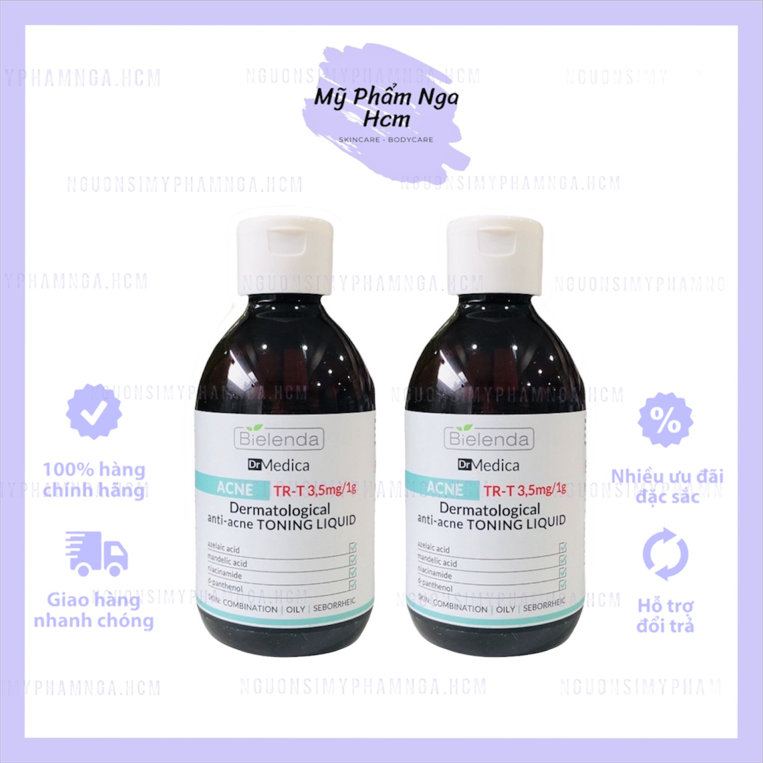 Toner Nước hoa hồng cho da mụn mặt Dr Medica Bielenda