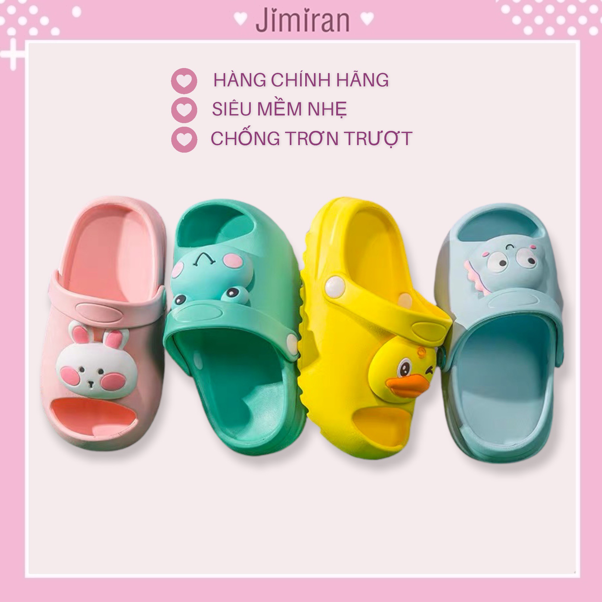 Dép cho bé gái bé trai Sweet Love, dép sục cho bé siêu nhẹ chống trơn trượt chính hãng JIMIRAN DB04