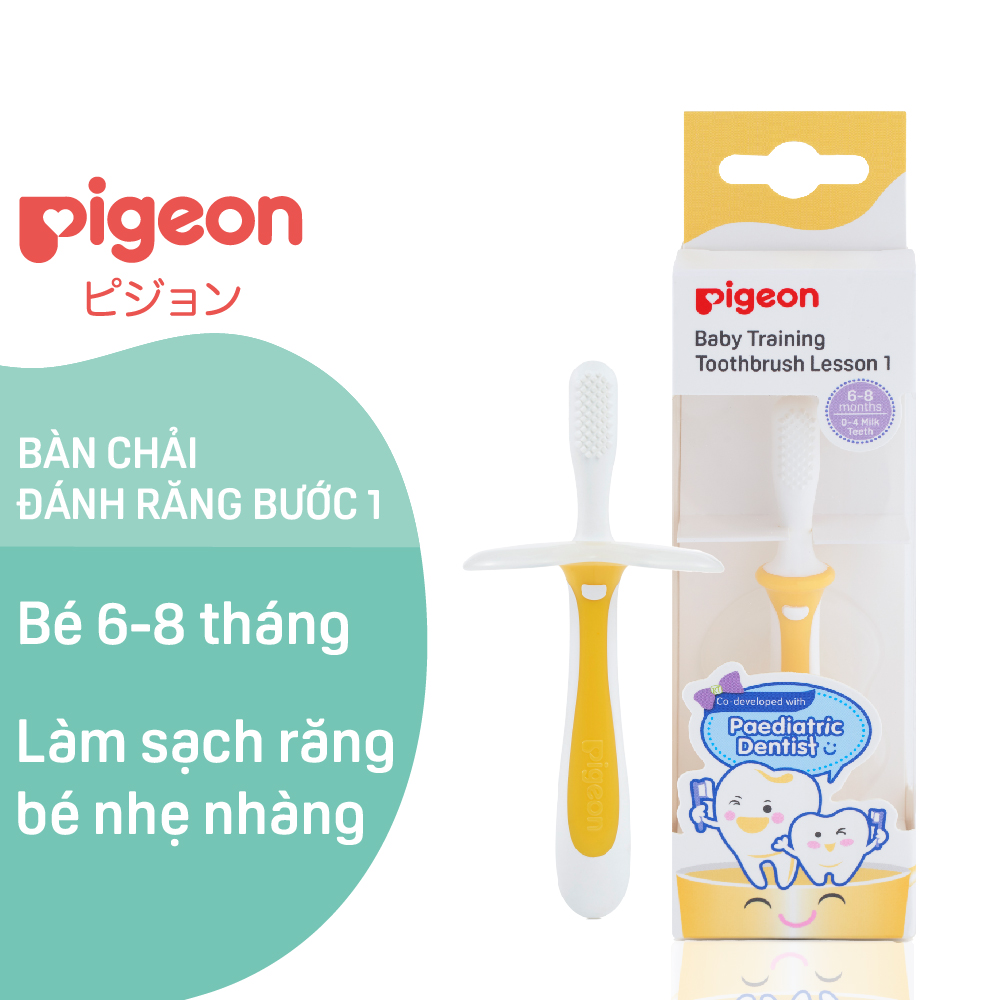 Bàn chải đánh răng cho bé pigeon bước 1 vàng