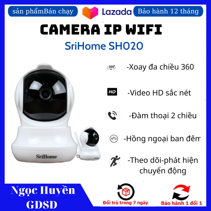 Camera IP SriHome SH020 Xoay 360 độ 3.0MP (Siêu Nét) Chuyên Quay Khu Vực Đóng Gói - Mã Đơn Hàng Tích Hợp Cảm Biến Cảnh Báo Chuyển Động (BẢO HÀNH 12 THÁNG)