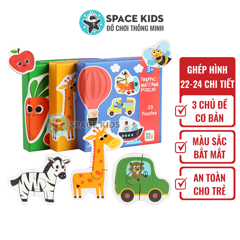 Đồ chơi trẻ em Bộ ghép hình thông minh theo chủ đề cho bé vui chơi, 22-24 chi tiết bằng giấy ép chất lượng cao Space Kids