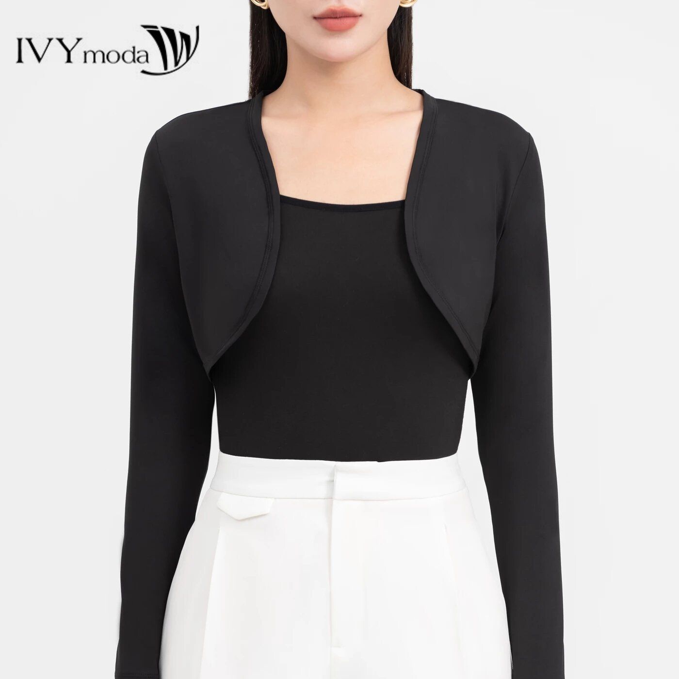 [ Nhập mã LAZSOCIAL10 - Giảm 20% tối đa 99K đơn 199K ] Áo Thun mỏng khoác ngoài tay dài dáng Croptop IVY moda MS 61T0234