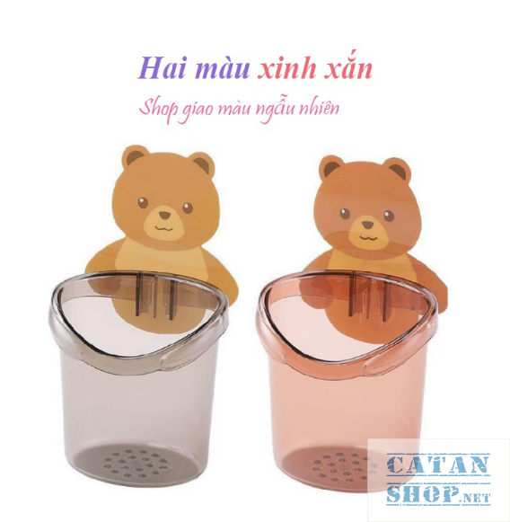 Cốc dán tường nhà tắm chú gấu dễ thươngLy cốc đựng bàn chải kem đánh răng dán tường hình gấu cute GD442-LyGau