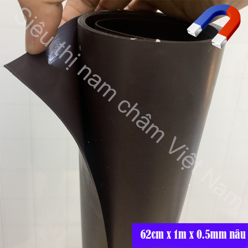 Nam châm dẻo cuộn dày khổ 62cm x 1m x 0.5mm nâu - Bán theo mét.