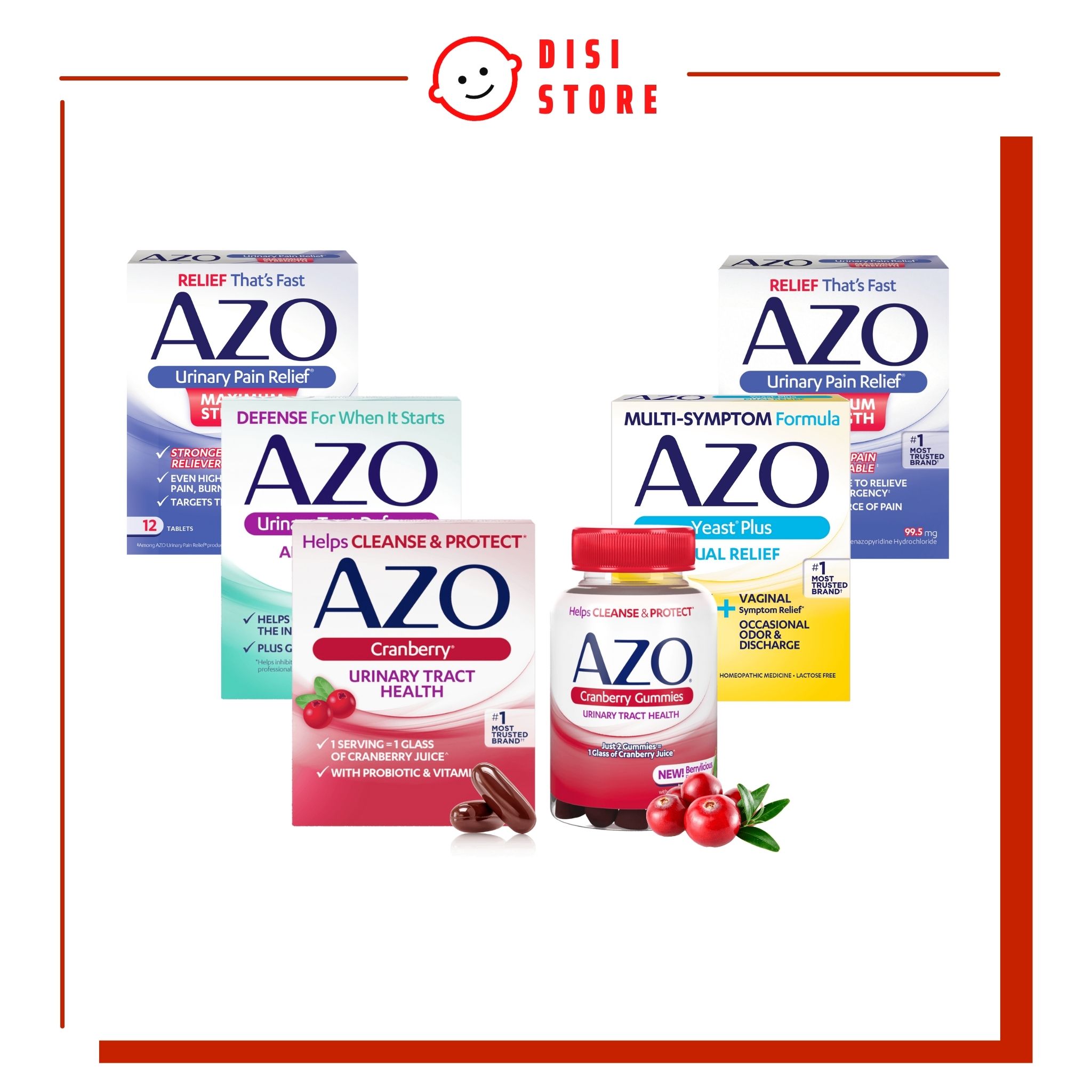 Azo Cranberry Đỏ / Azo Kẹo / Azo Yeat Plus Vàng / Azo Maximum Strength Xanh Cho Nam Nữ Đường Tiết Ni