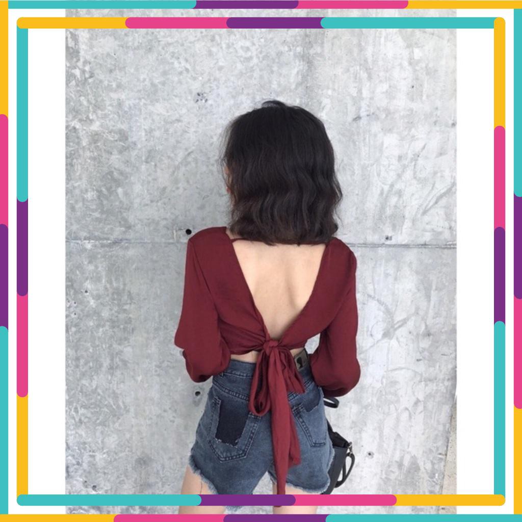 Áo croptop nơ lưng tay dài cherrystore1996