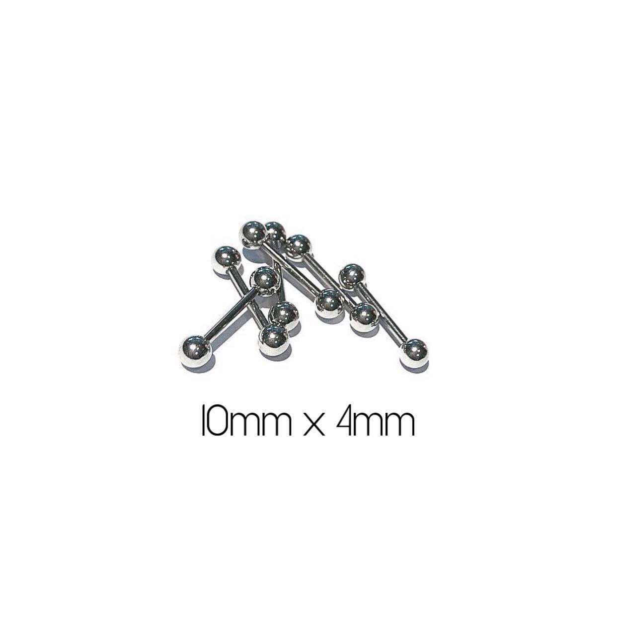 Khuyên 2 đầu bi 10mmx4mm - khuyên 2 đầu bi màu bạc
