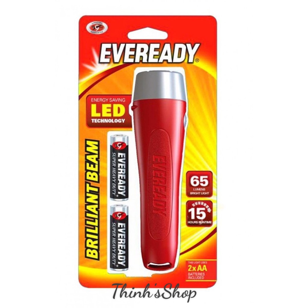 Combo đèn pin siêu sáng+2 viên pin aa eveready brilliant beam val2aa