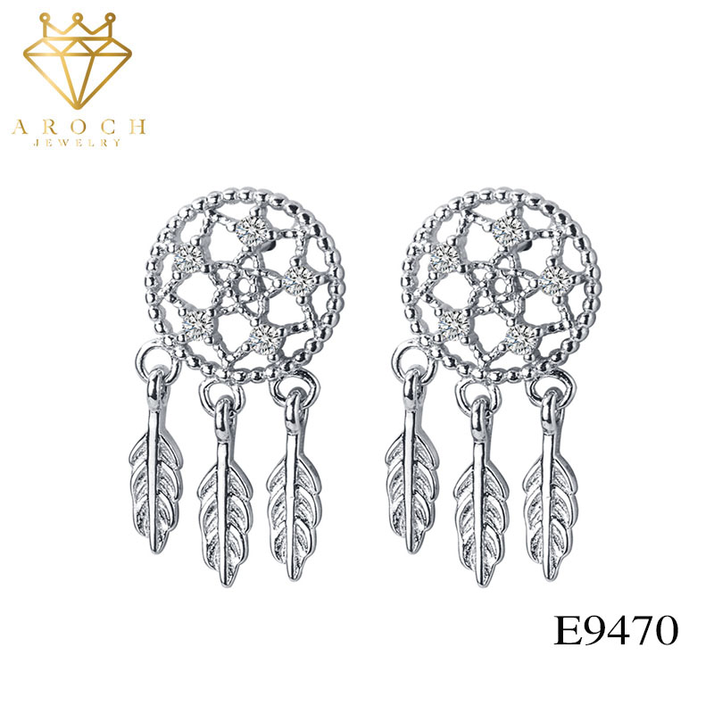 Khuyên tai bạc Ý s925 Dream Catcher đem lại may mắn E9470 - AROCH Jewelry