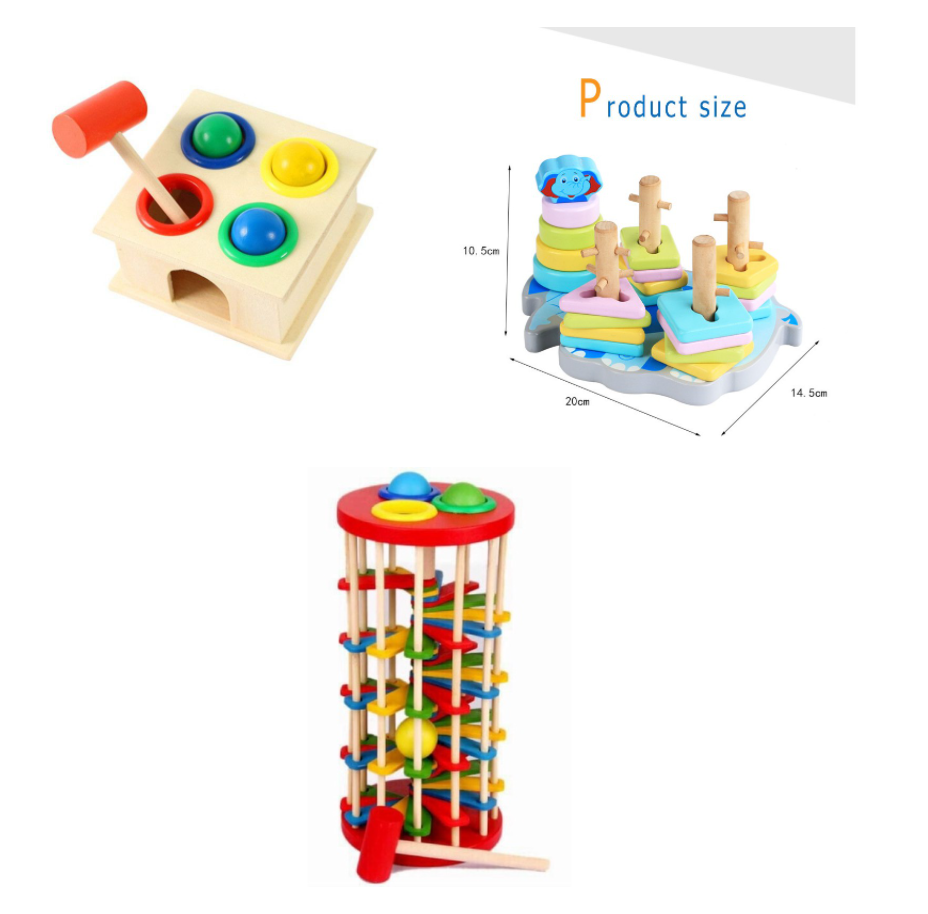 Đồ chơi gỗ a toàn cho trẻ: đập bóng lốc xoáy, đập bóng trơn, thả cọc voi cho bé yêu