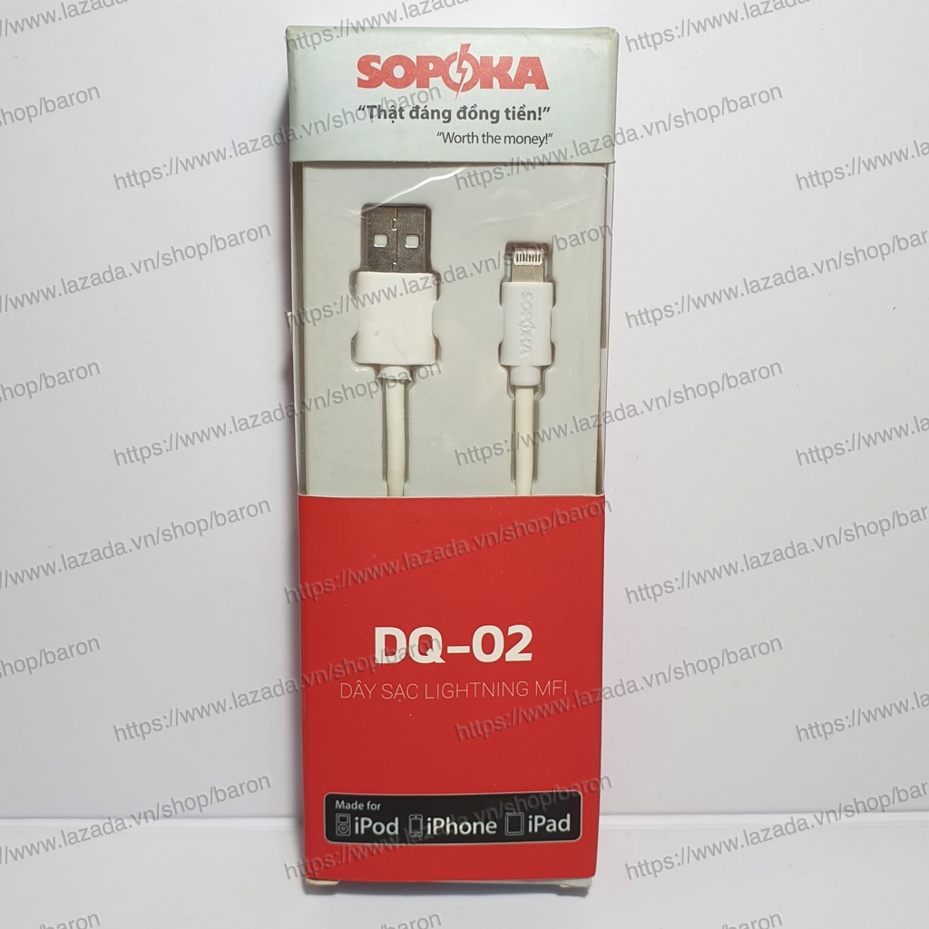 Dây sạc cáp sạc sopoka lightning mfi 1m sạc cho iphone ipad - hàng chính hãng