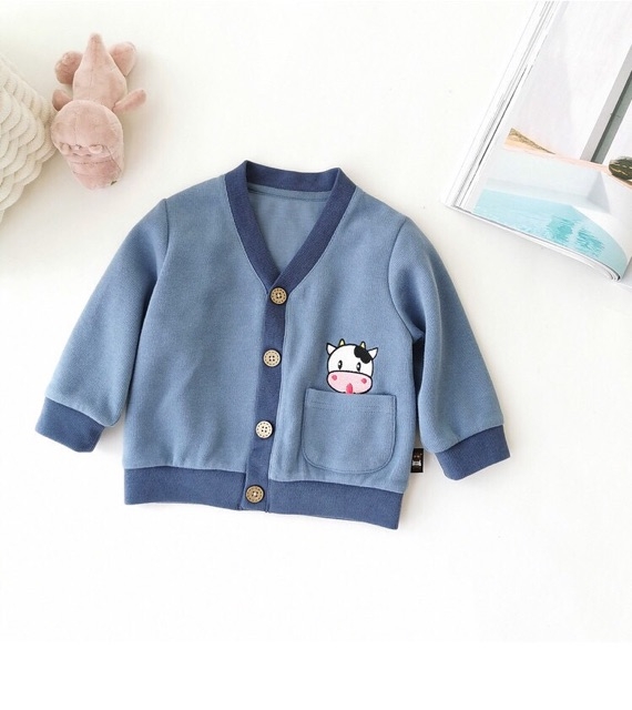 ÁO KHOÁC CADIGAN PHỐI VIỀN IN HOẠT HÌNH CHO BÉ CỰC XINH. siêu thị trương vương