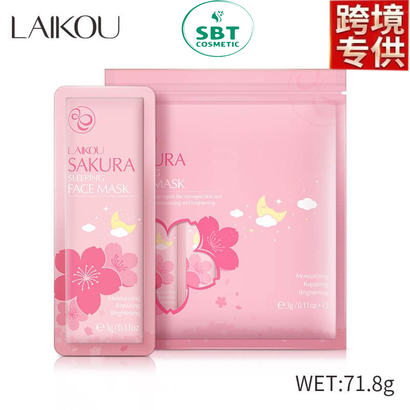 [Chính Hãng] Bịch 15 Miếng Mặt Nạ Ngủ Hoa Anh Đào Sakura Sleeping Face Mask Laikou - Dưỡng Da Trắng Hồng