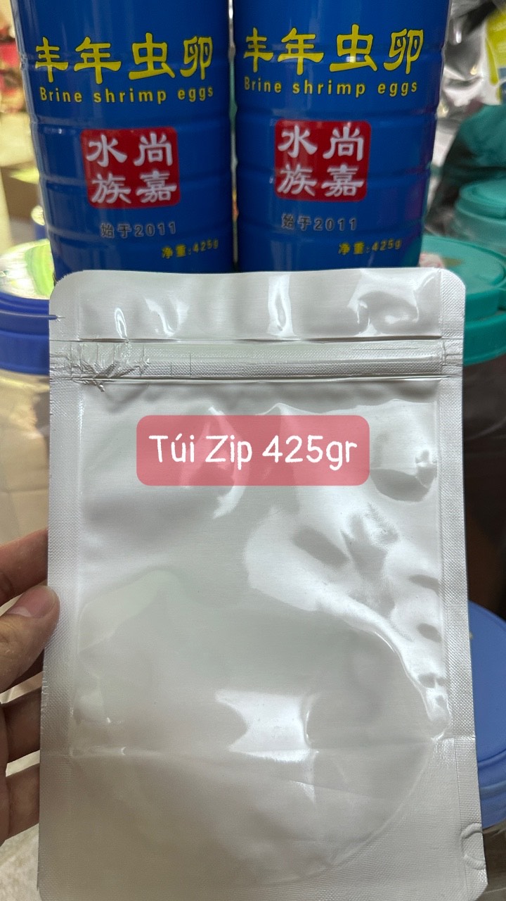 🐳túi zip 425gram trứng artemia ấp nở lon xanh - tỉ lệ nở 95 phần trăm
