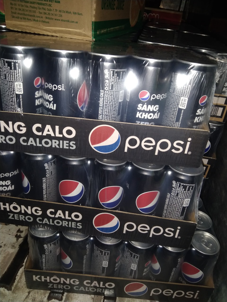 Thùng 24 Lon Nước Uống Có Gaz Pepsi Không Calo 320ml Lon