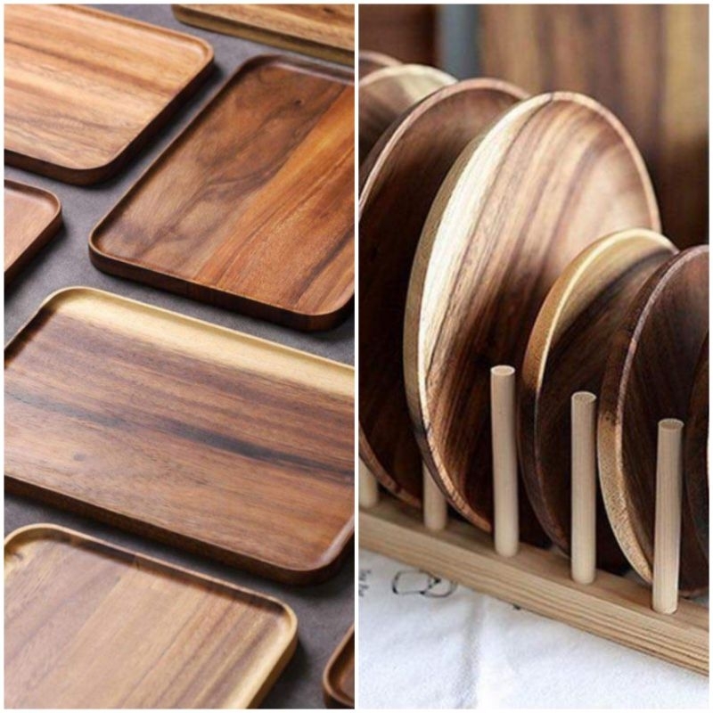 Khay gỗ chữ nhật, vuông, tròn, oval đủ size dùng chụp ảnh trang trí decor, đựng thức ăn phục vụ quán