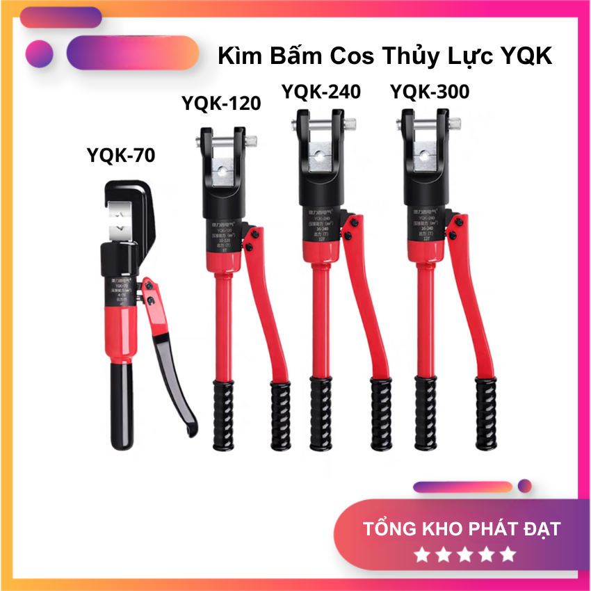 Kìm bấm cos thủy lực yqk, kìm ép đầu cốt thủy lực ép chặt các đầu cos vào dây cáp điện