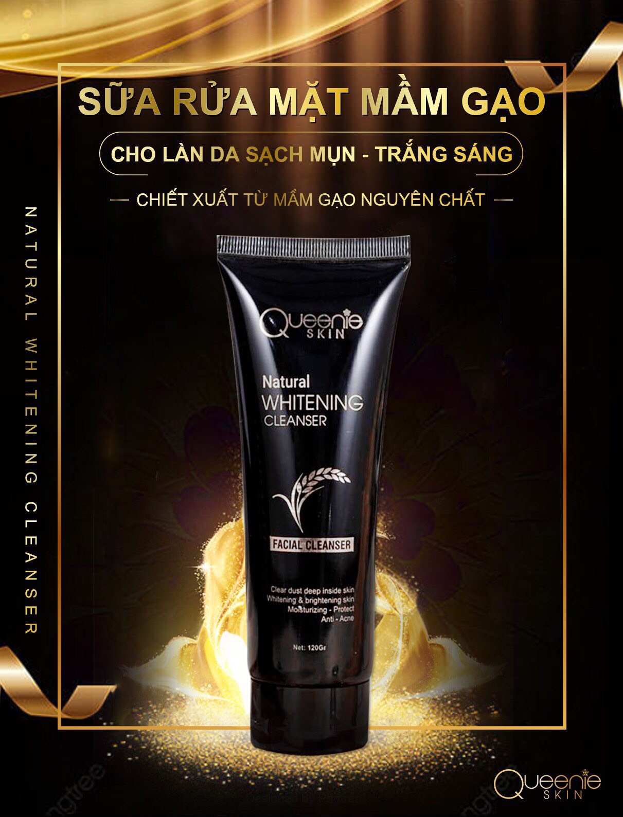[HCM]SỮA RỮA MẶT MẦM GẠO QUEENIE SKIN CHIẾT XUẤT TỪ MẦM CÁM GẠO  LÀM SẠCH SÂU SE KHÍT LỔ CHÂN LÔNG DÀNH CHO DA THƯỜNG VÀ DA KHÔ QUEENIE SKIN NATURAL