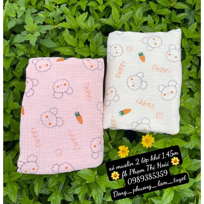 Vải xô muslin gấu xoăn cà rốt mềm mát may đồ bộ và khăn tắm cao cấp