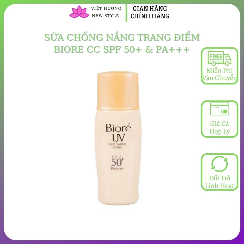 CHÍNH HÃNG + Free shipSữa chống nắng kết hợp trang điểm Biore CC SPF 50+