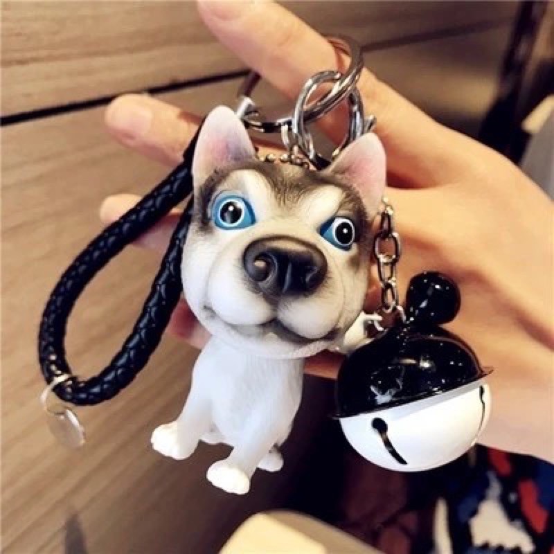 Móc khóa hình chó ngao, đầu có thể xoay tròn, treo ví tiền hoặc móc khóa đều xinh