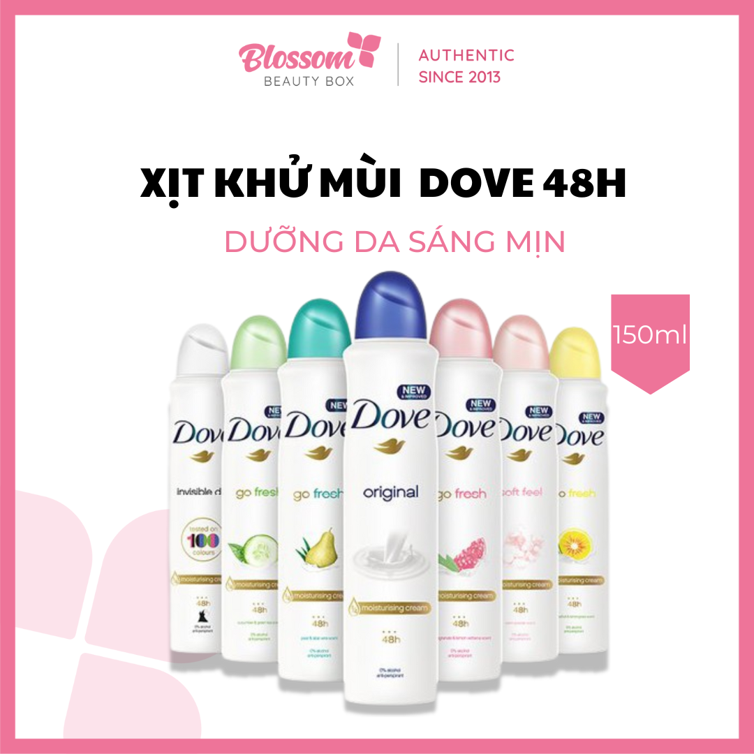 Xịt khử mùi dưỡng da sáng mịn dove 48h 150ml