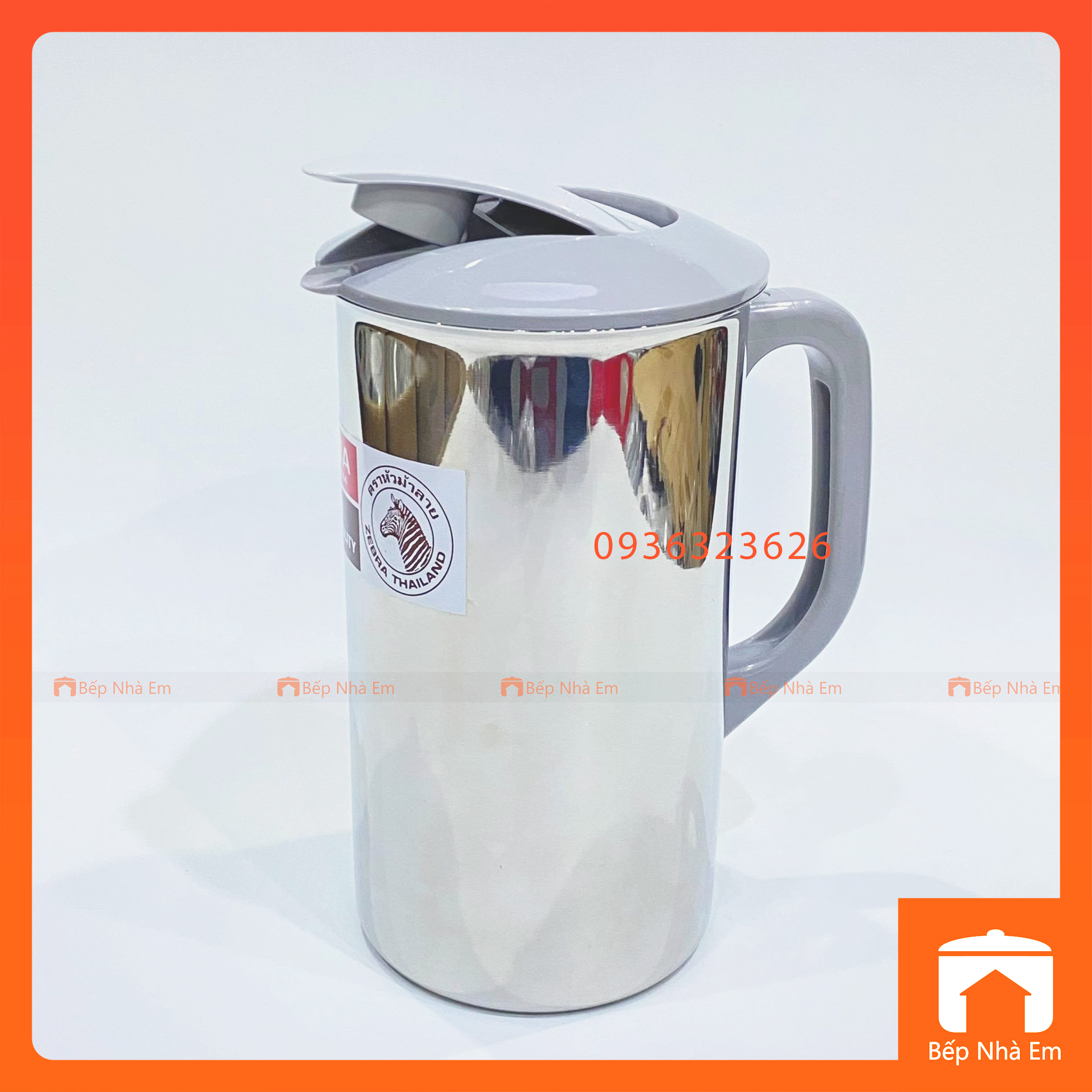 Ca rót nước inox 304 zebra nắp nhựa an toàn 1.9l cao cấp - 115028 - hàng nhập khẩu thái lan