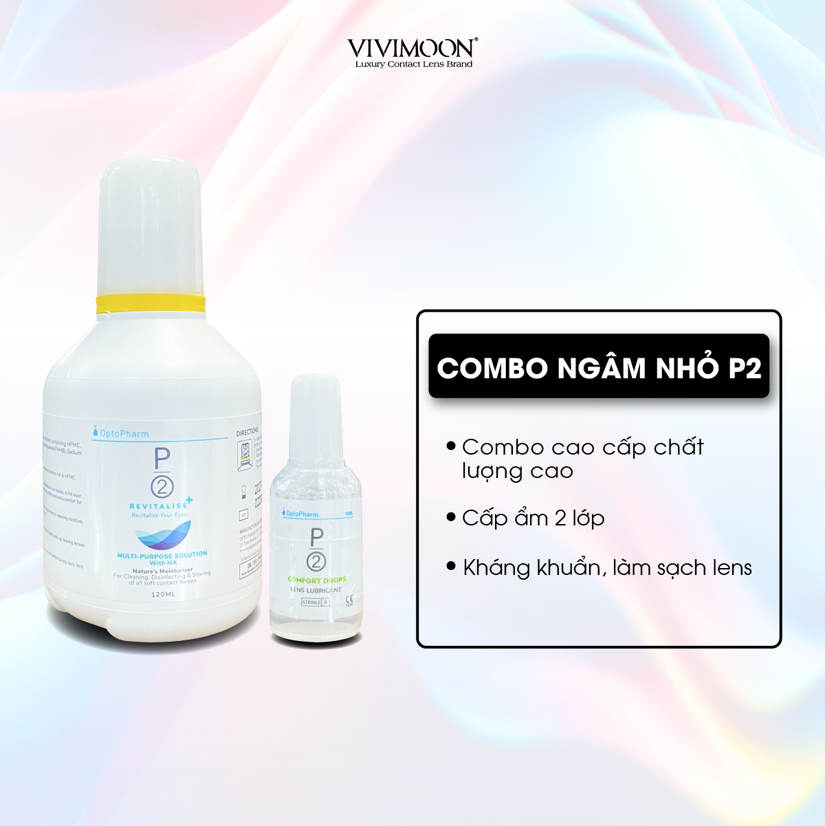 Combo nước ngâm và nhỏ mắt kính áp tròng VIVIMOON LENS nhiều loại
