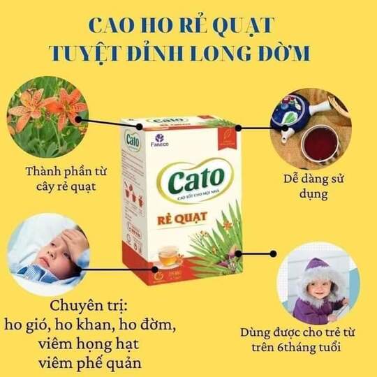 Cao Rẻ quạt Cato hộp 15 gói - hỗ trợ viêm họng