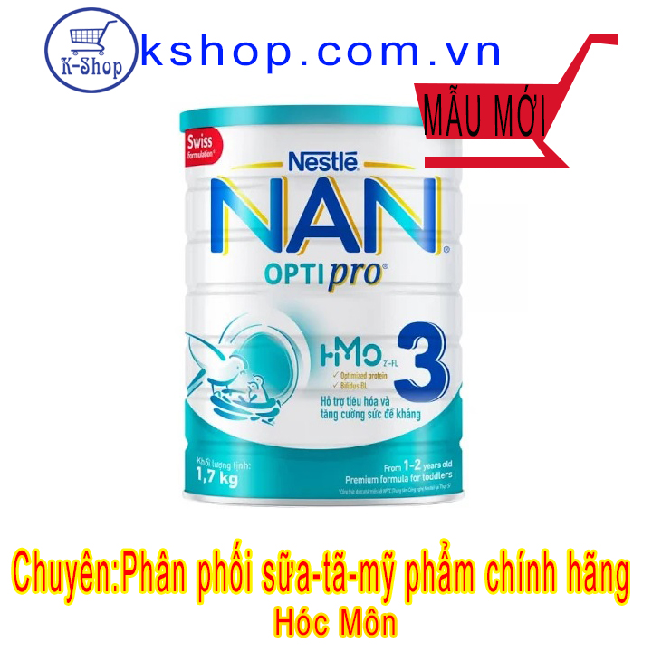 Sữa Bột Nestle NAN Optipro 3 -1.7kg HMO Dành Cho Trẻ 1-2 tuổi MẪU MỚI