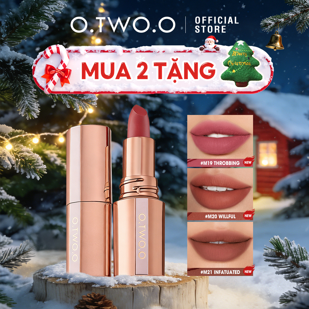  O.TWO.O  Không bóng Soft Môi đỏ Soft Mờ Màu nude Sốc Bền Chống Thấm Nước 24HR Tác Động Cao 8 Màu Son Môi 