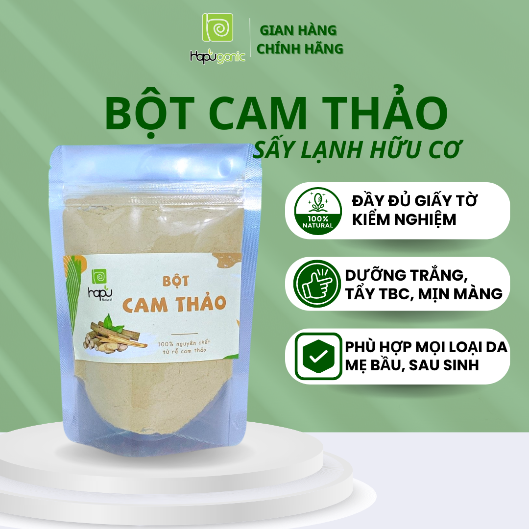 [FREESHIP] [HCM] Bột Cam Thảo Nguyên Chất [HaPuganic] Mặt Nạ Thiên Nhiên Tẩy Tế Bào Nhẹ Nhàng Cấp Ẩm Nhiều Dưỡng Chất