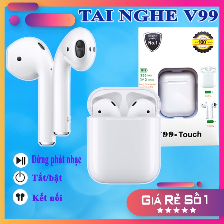 Siêu phẩm tai nghe trứng v99 - touch + dock sạc | skythuongmai - 24001