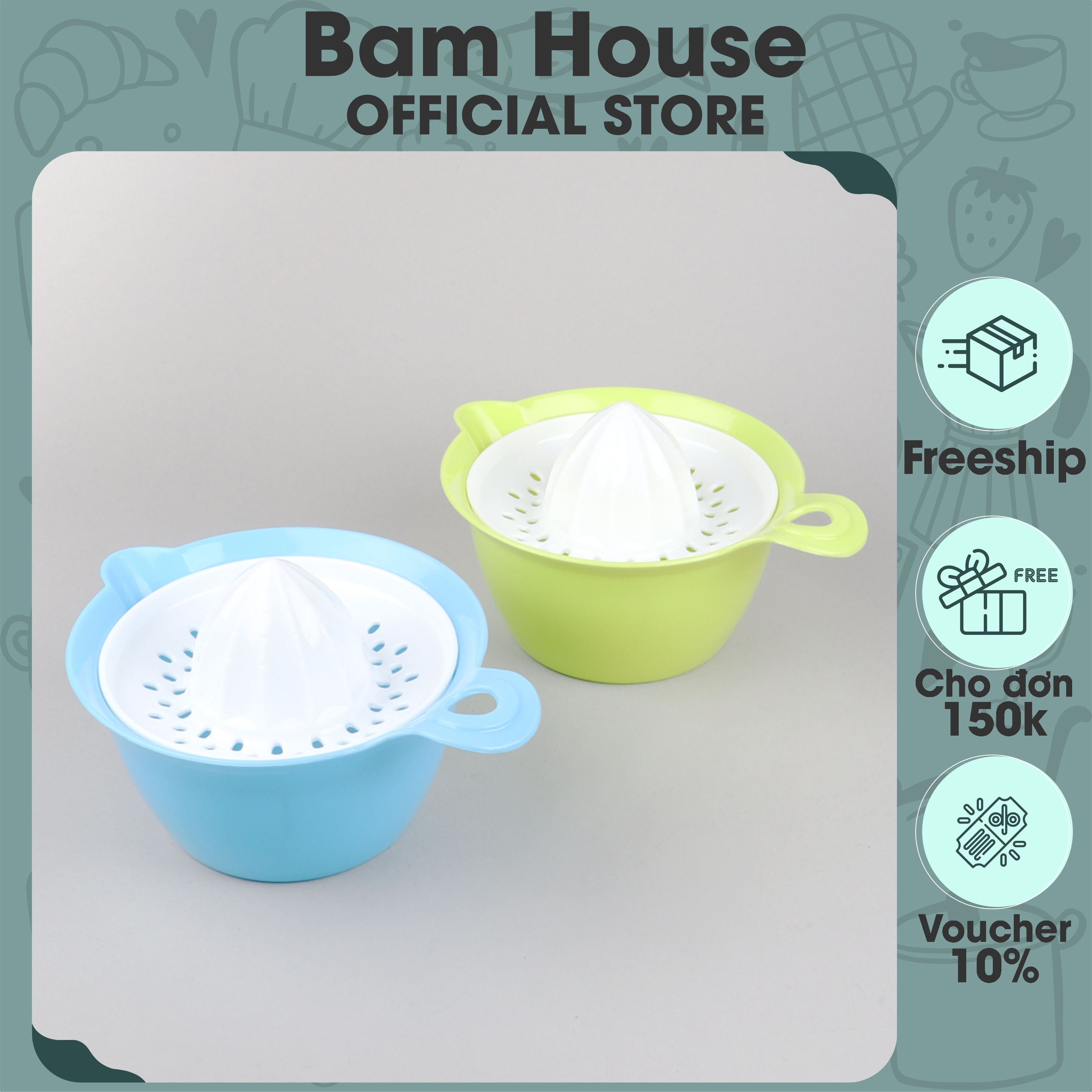 Dụng cụ vắt cam nhựa Bam House siêu dễ thương cao cấp VCN01 – Bam House
