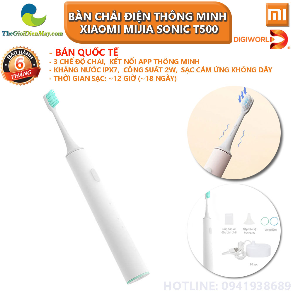 Bàn chải điện thông minh Xiaomi Mijia Sonic T500 - Bảo hành 1 tháng - Shop Thế Giới Điện Máy