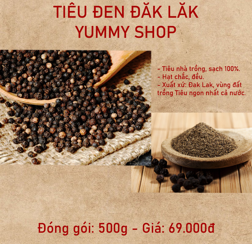 500g tiêu đen đăk lăk cay nồng thơm ngon nguyên hạt - yummy shop