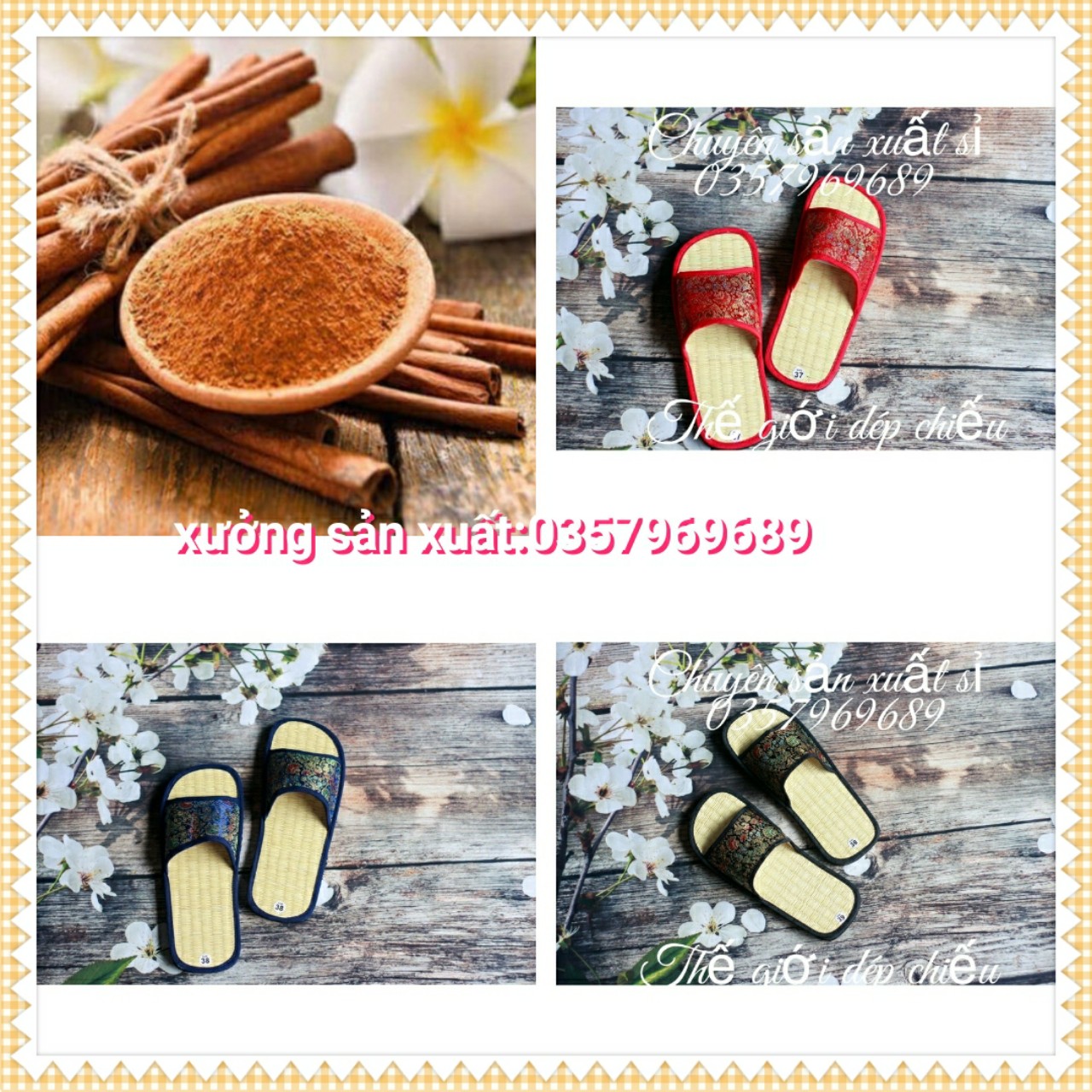Dép chiếu hương quế nam nữ dép mang trong nhà
