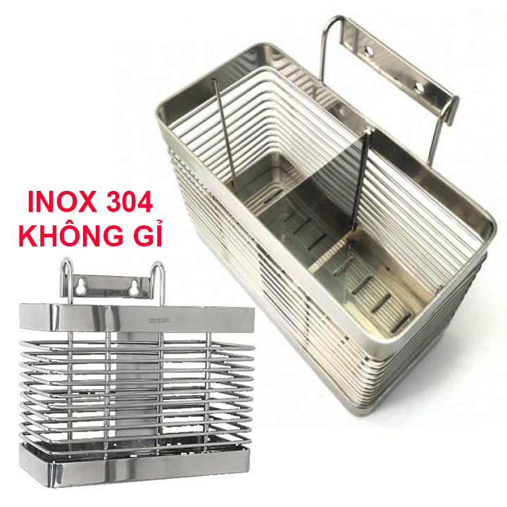 [SALE RẺ]ống đựng đũa muỗng vuông - ống đũa đôi inox 304 cao cấp inox 304 không gỉ OD-02