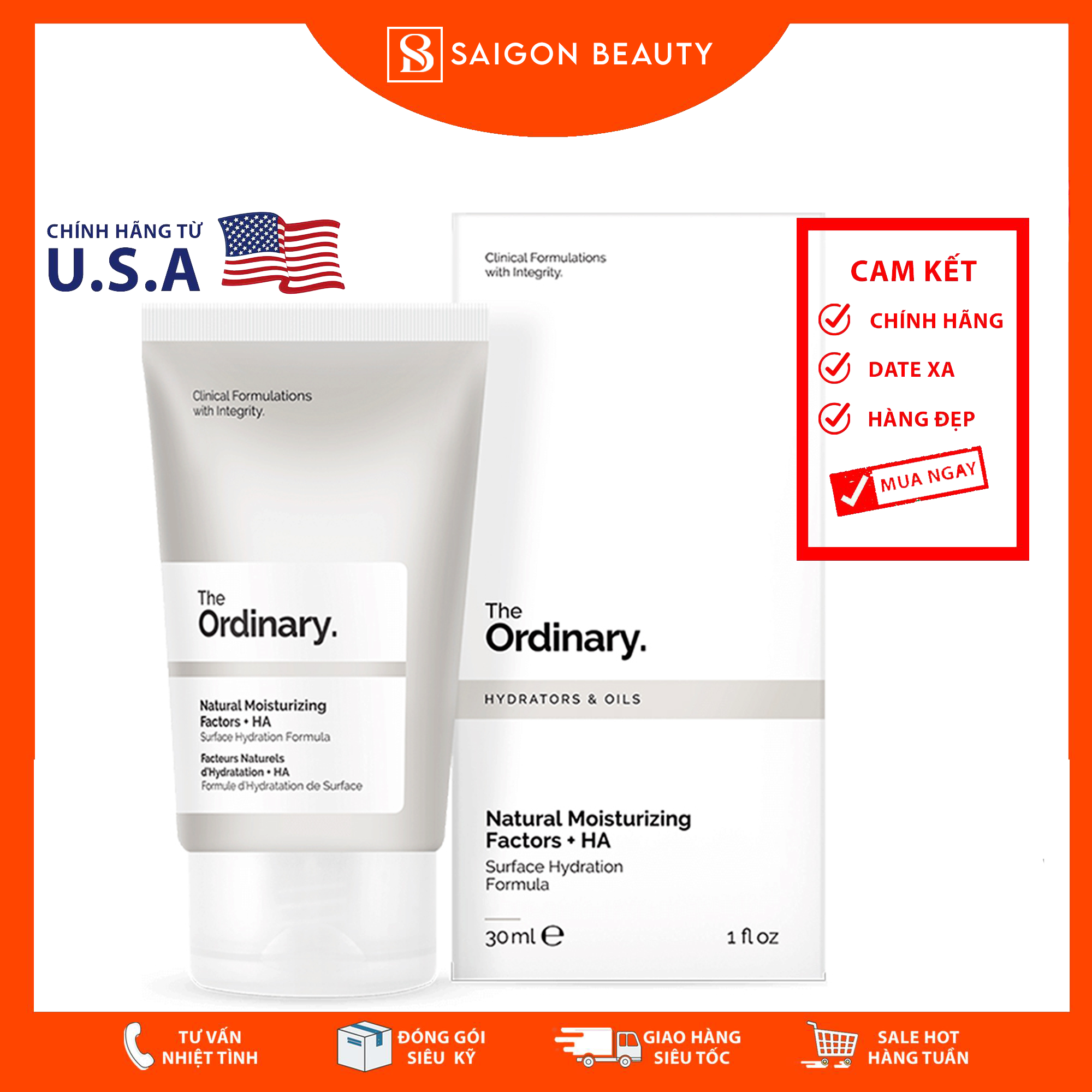 [HCM]Kem Dưỡng Ẩm The Ordinary Natural Moisturizing Factors + HA 30mL