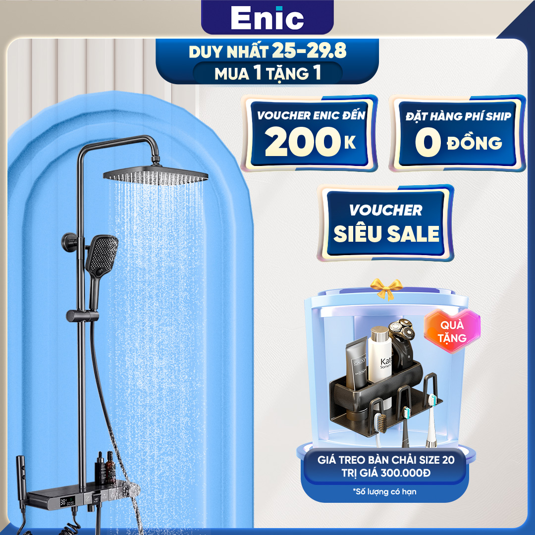 Bộ vòi hoa sen nóng lạnh cao cấp Enic TX - Thiết kế tiện ích, màn hình LED thông minh, duy trì nhiệt độ ổn định, BH 5năm
