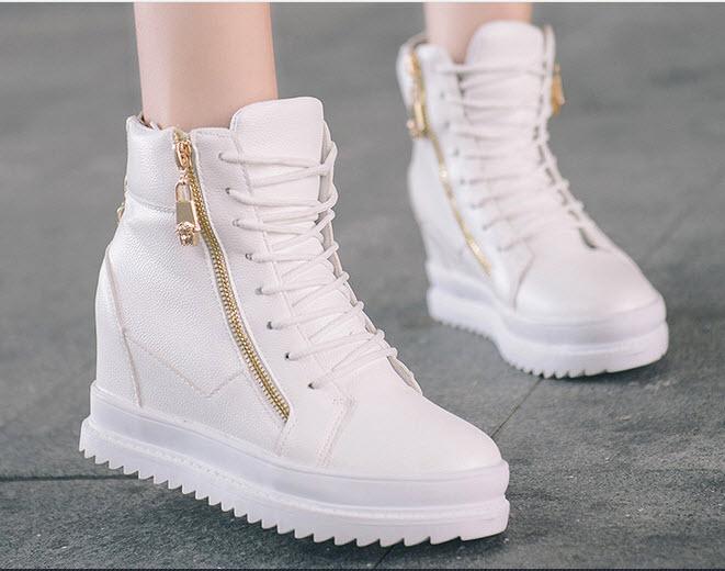 Giày boot nữ cao cổ đế độn phong cách Hàn Quốc B042