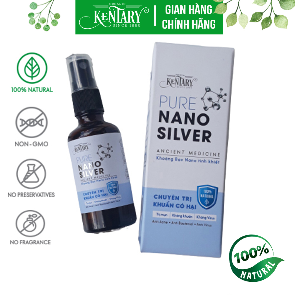 Khoáng bạc tinh khiết nano 10ppm Kentary chai 50ml, chuyên gia diệt vi khuẩn cho cơ thể, lành tính cho sơ sinh và mẹ bầu