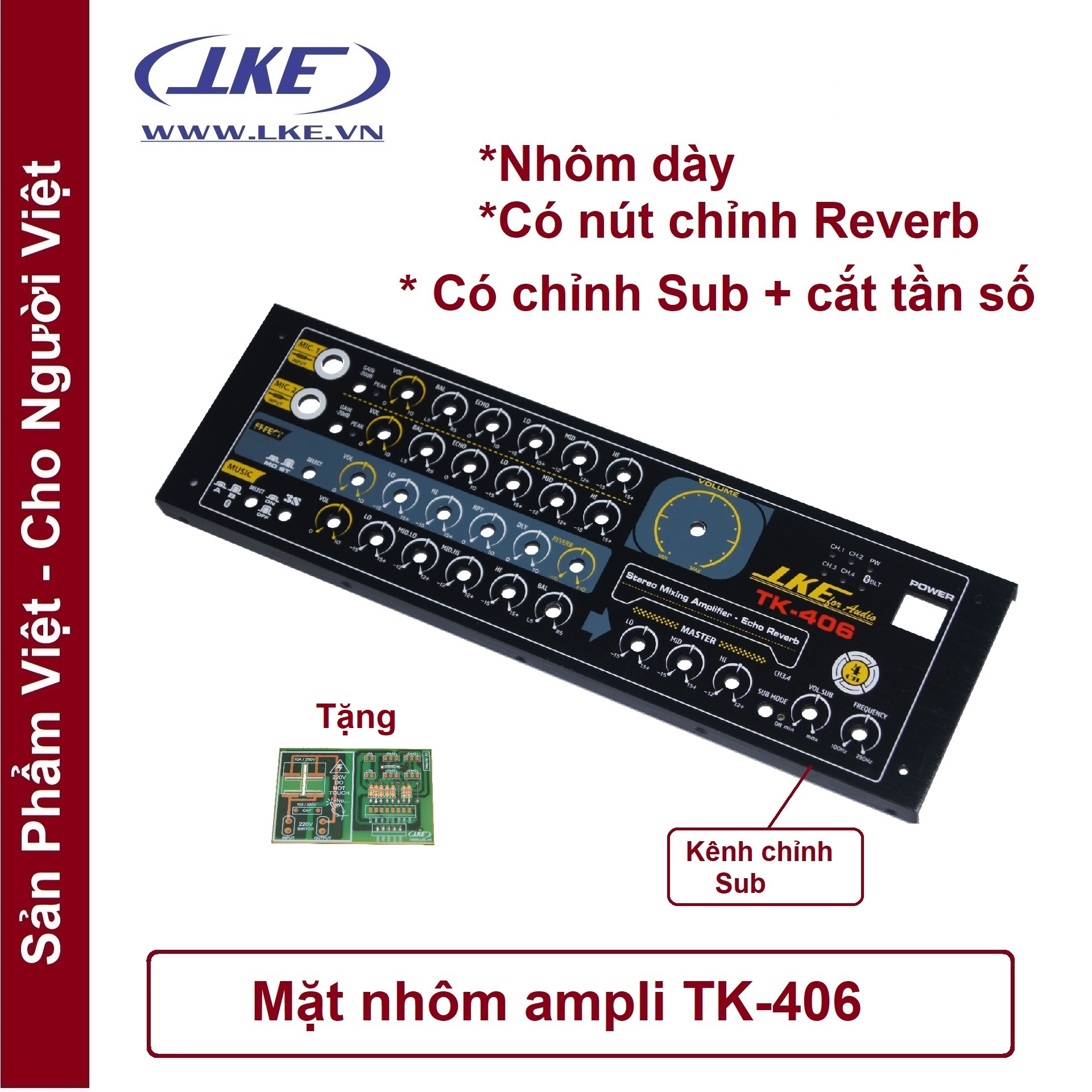 Mặt nhôm ampli karaoke tk406 lke