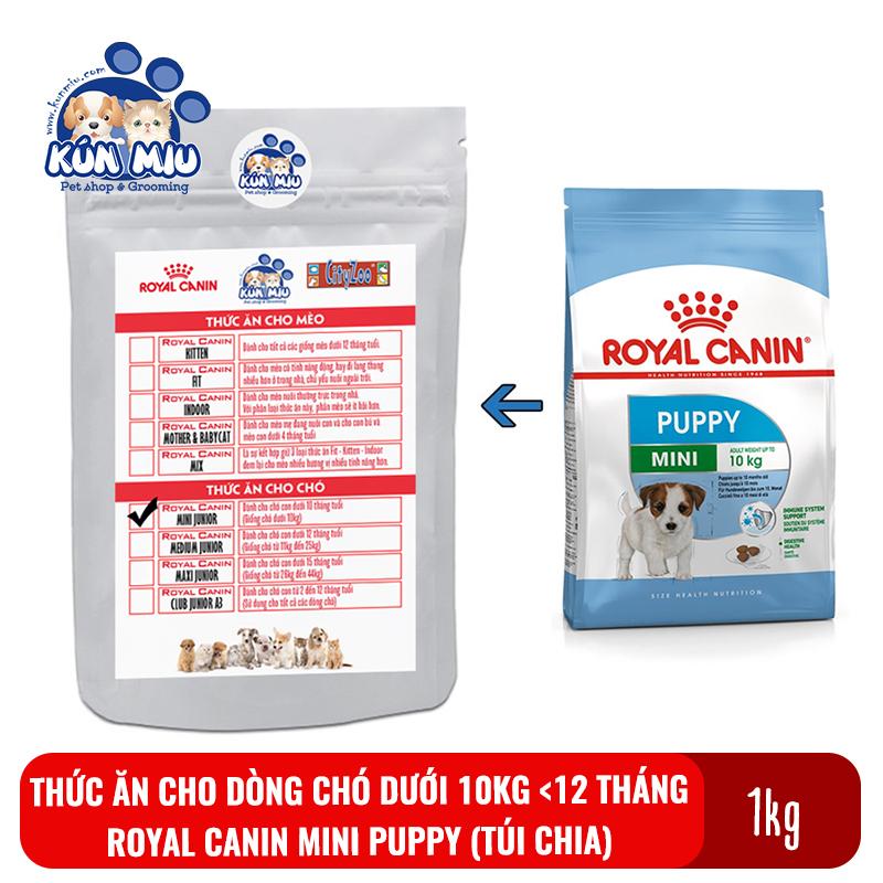 Thức Ăn Cho Dòng Chó Dưới 10Kg Và Dưới 12 Tháng Royal Canin Mini Puppy Gói Chia Túi Zip 1Kg 1