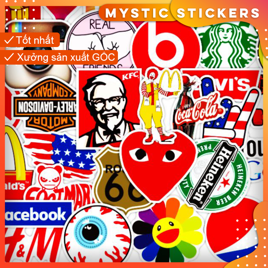 [LOGO] 100 Sticker chống nước/Hình dán/Decal trang trí, set mix ,dán xe laptop mũ bảo hiểm vali...